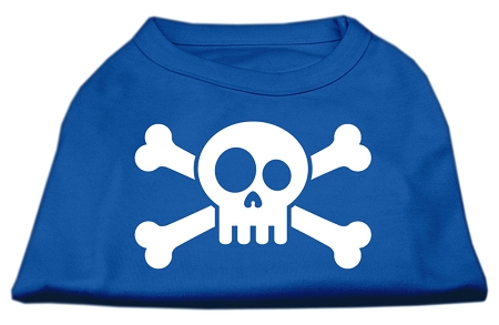 Skull Crossbone Screen Print Shirt Blue Lg